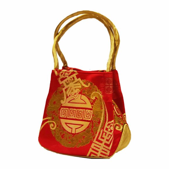 Tigerstars Handmade Red Silk Brocade Bag - Picture 1 of 3
